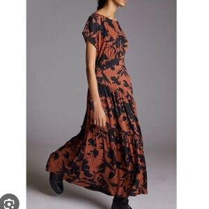 Anthropologie Eva Franco Asymmetrical Floral Maxi Dress 6